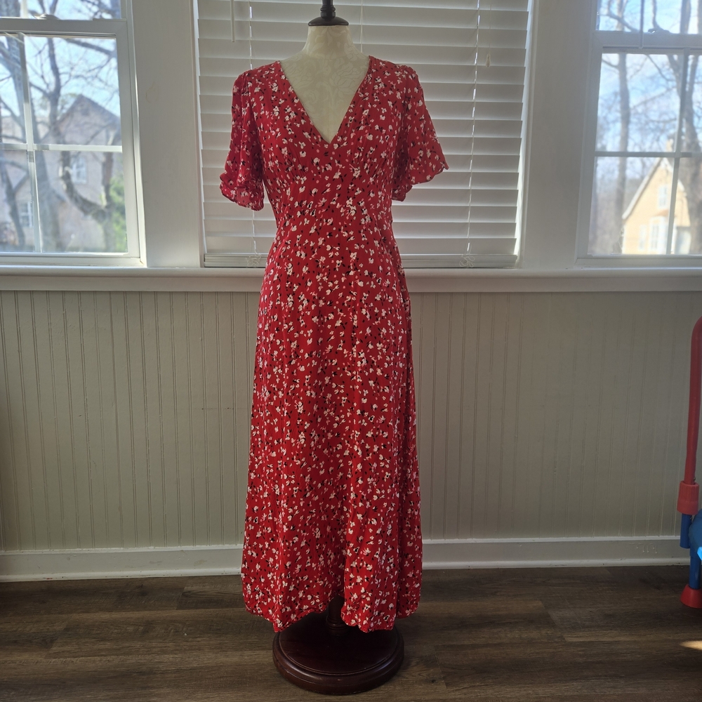a new day Red Floral Midi Dress